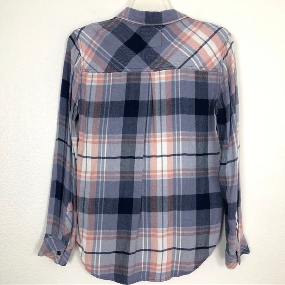 Rails Hunter Coast Apricot Cream Button Front Top Flannel Size X-Small EUC - Picture 4 of 9